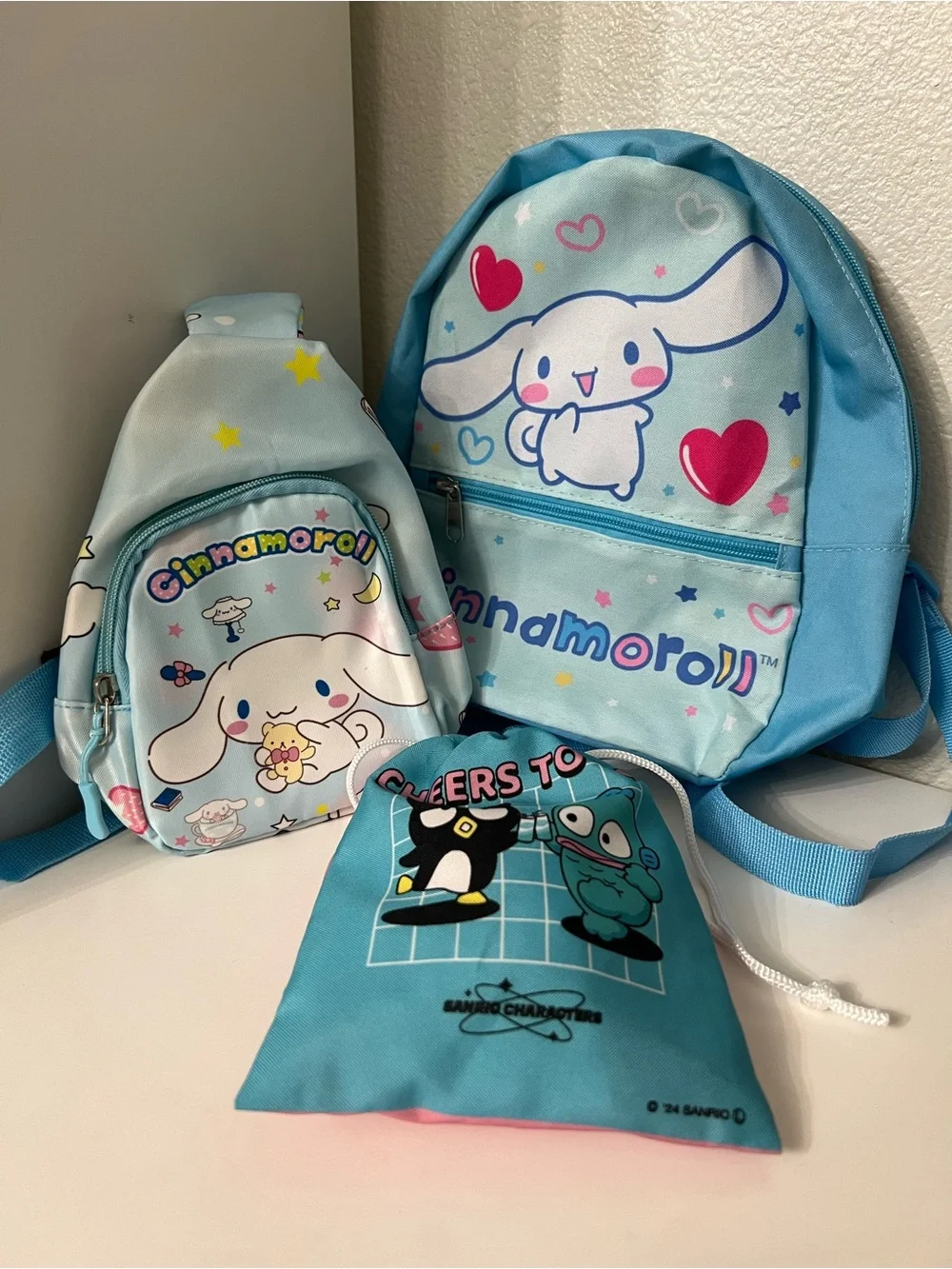 Sanrio Cinnamoroll Light Blue Kids mini Backpack, Set - 3 Piece